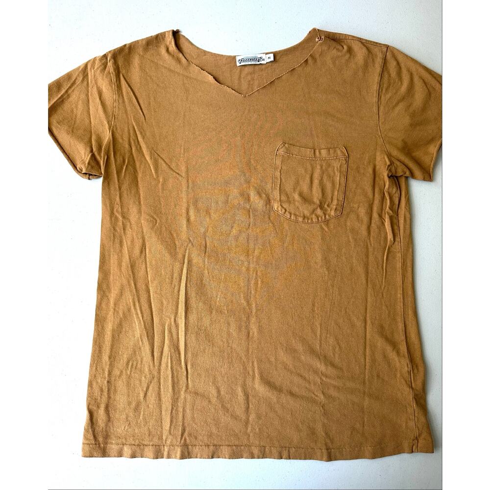 Freenote Cloth Heavyweight Pocket T Shirt M Medium Mustard Custom Distressed Cut